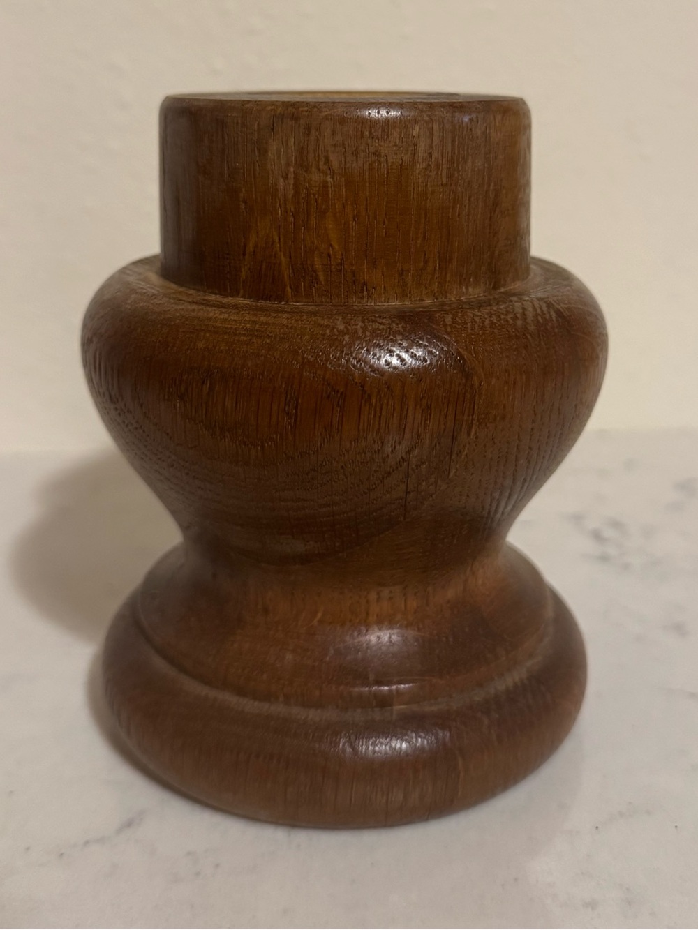 Vintage Wicks 'N' Sticks Turned Oak Chunky Candle Holder Pedestal – 1970s/1980s